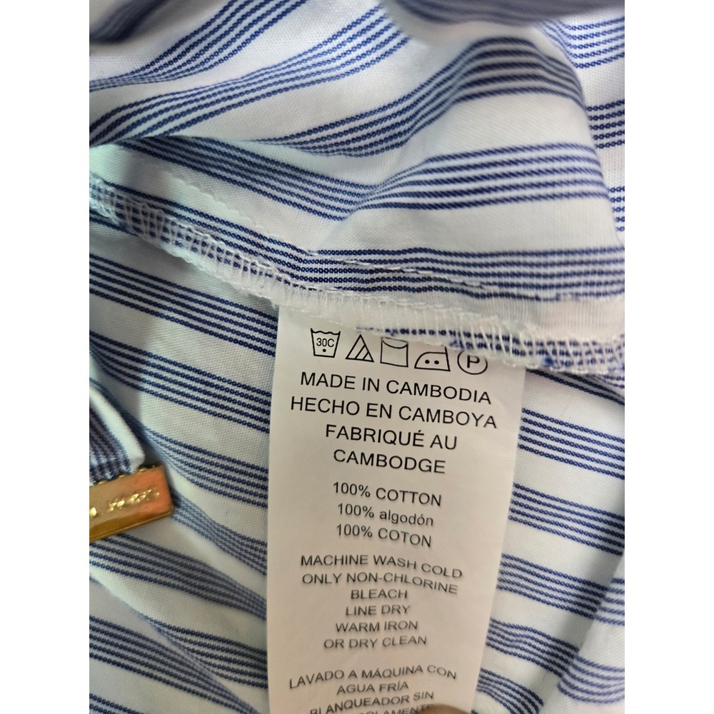Michael Kors Blue White Striped Tie Front Button Down Shirt M Resortwear - Picture 6 of 8